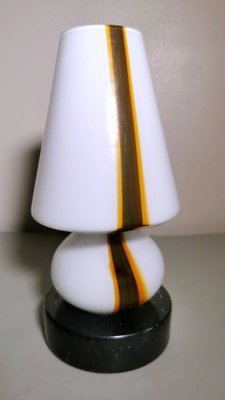 Small Space Age Table Lamp in Opaline Murano Glass & Marble in Carlo Moretti Style-QRS-1327711