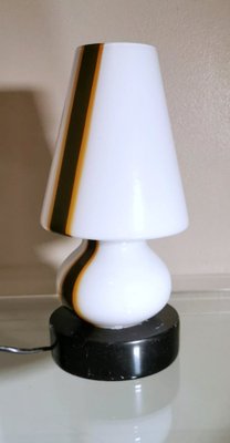 Small Space Age Table Lamp in Opaline Murano Glass & Marble in Carlo Moretti Style-QRS-1327711