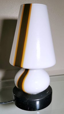 Small Space Age Table Lamp in Opaline Murano Glass & Marble in Carlo Moretti Style-QRS-1327711