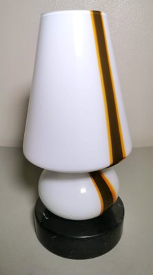 Small Space Age Table Lamp in Opaline Murano Glass & Marble in Carlo Moretti Style-QRS-1327711