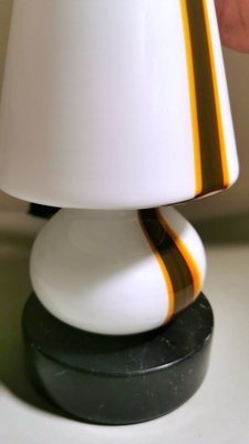 Small Space Age Table Lamp in Opaline Murano Glass & Marble in Carlo Moretti Style-QRS-1327711