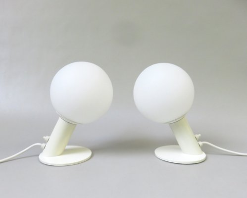 Small Space Age Table Lights in White, 1970s, Set of 2-EY-1732242