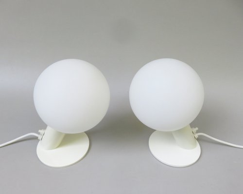 Small Space Age Table Lights in White, 1970s, Set of 2-EY-1732242