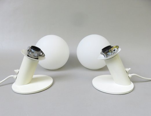 Small Space Age Table Lights in White, 1970s, Set of 2-EY-1732242