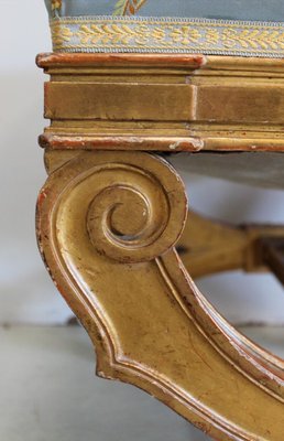 Small Square Giltwood Stool, Late 19th Century-RVK-924056