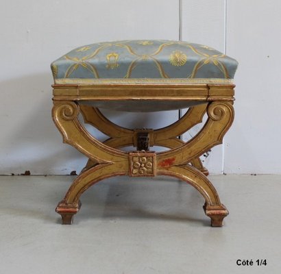 Small Square Giltwood Stool, Late 19th Century-RVK-924056