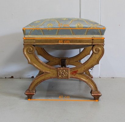 Small Square Giltwood Stool, Late 19th Century-RVK-924056