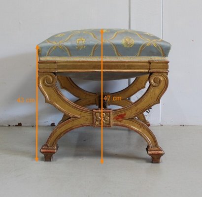 Small Square Giltwood Stool, Late 19th Century-RVK-924056