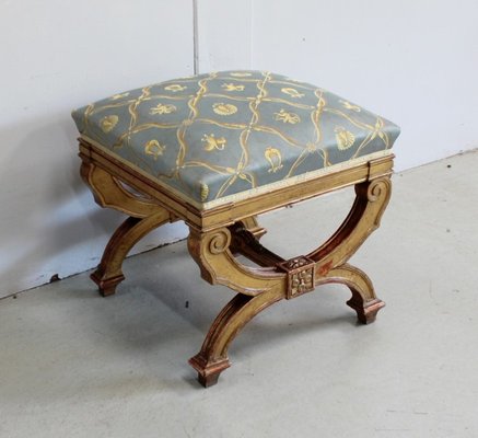 Small Square Giltwood Stool, Late 19th Century-RVK-924056