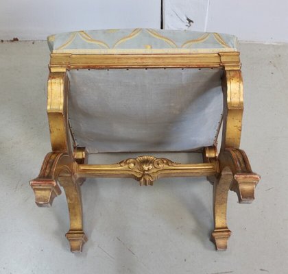 Small Square Giltwood Stool, Late 19th Century-RVK-924056