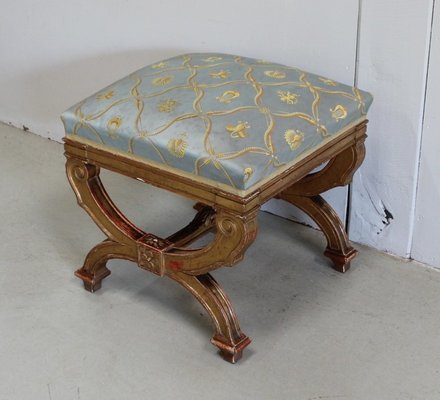 Small Square Giltwood Stool, Late 19th Century-RVK-924056