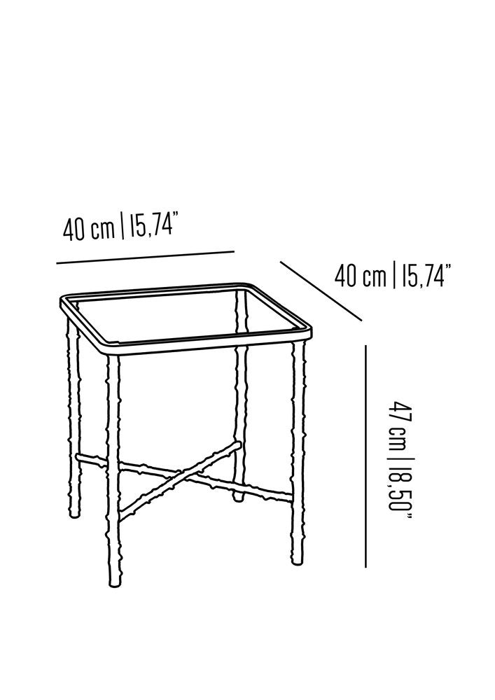 Small Square Rosehip Stalks Side Table from Brass Brothers