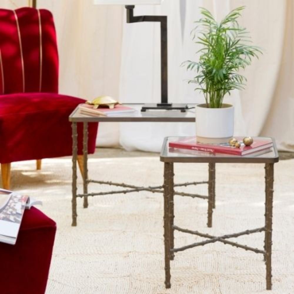 Small Square Rosehip Stalks Side Table from Brass Brothers