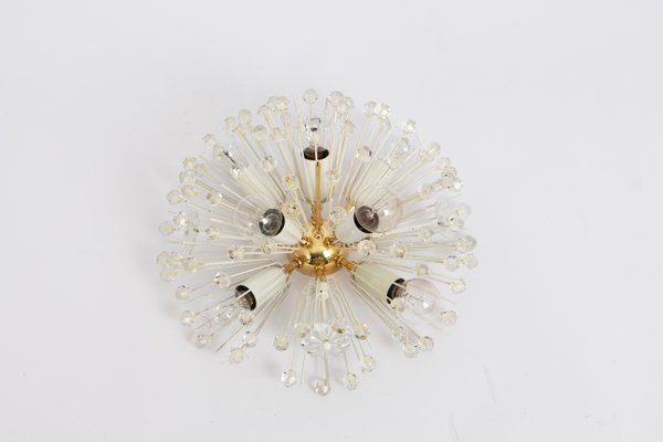 Small Starburst Brass and Crystal Flush Mount attributed to Emil Stejnar, Austria, 1960s-UGR-1756245