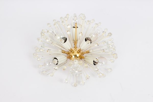 Small Starburst Brass and Crystal Flush Mount attributed to Emil Stejnar, Austria, 1960s-UGR-1756245