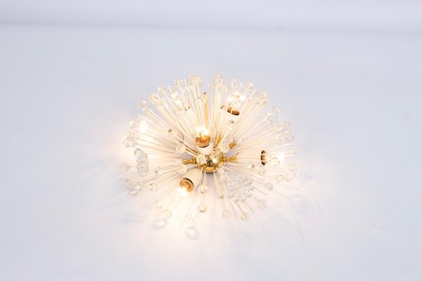 Small Starburst Brass and Crystal Flush Mount attributed to Emil Stejnar, Austria, 1960s-UGR-1756245