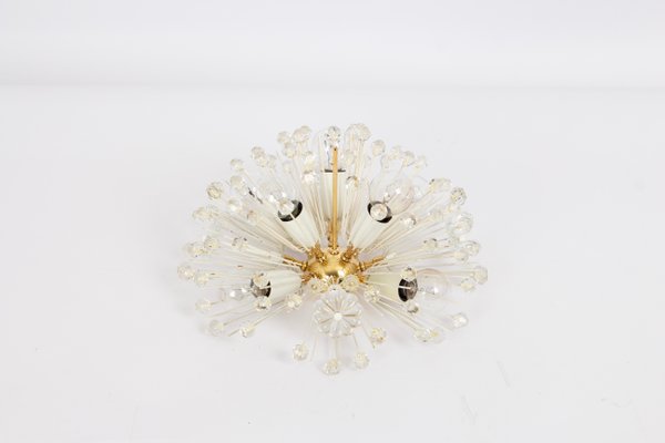 Small Starburst Brass and Crystal Flush Mount attributed to Emil Stejnar, Austria, 1960s-UGR-1756245