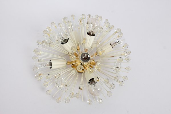 Small Starburst Brass and Crystal Flush Mount attributed to Emil Stejnar for Rupert Nikoll, Austria, 1960s-UGR-1757570