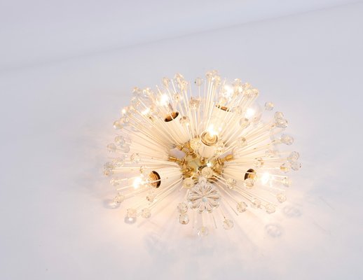 Small Starburst Brass and Crystal Flush Mount attributed to Emil Stejnar for Rupert Nikoll, Austria, 1960s-UGR-1757570