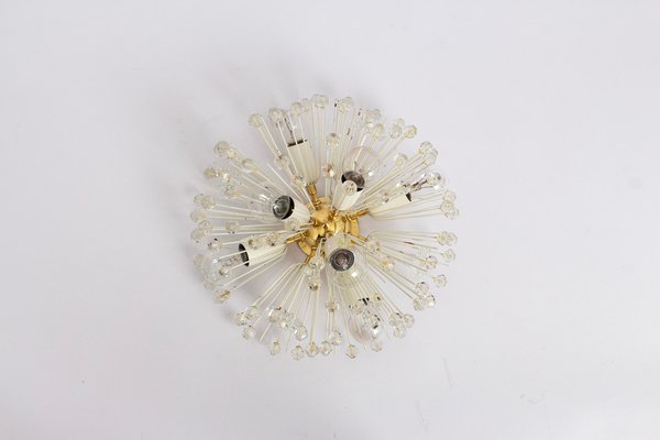 Small Starburst Brass and Crystal Flush Mount attributed to Emil Stejnar for Rupert Nikoll, Austria, 1960s-UGR-1757570