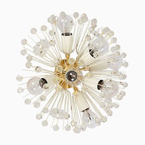 Small Starburst Brass and Crystal Flush Mount attributed to Emil Stejnar for Rupert Nikoll, Austria, 1960s-UGR-1757570