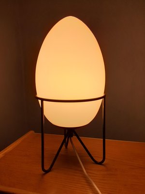 Small Stilnovo Style Iron & Opaline Glass Egg Lamp, 1990s-OHK-870481