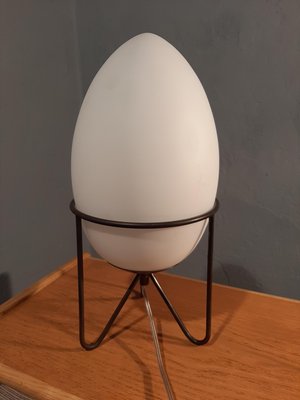 Small Stilnovo Style Iron & Opaline Glass Egg Lamp, 1990s-OHK-870481