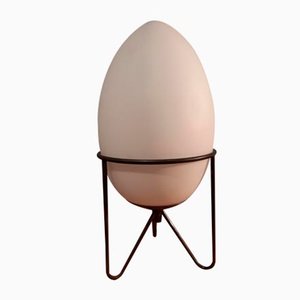 Small Stilnovo Style Iron & Opaline Glass Egg Lamp, 1990s-OHK-870481