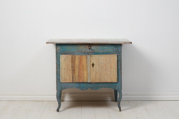 Small Swedish Rococo / Gustavian Blue Sideboard-MJF-1781058