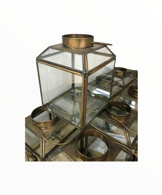 Small Table Lanterns in Brass and Crystal, Set of 2-TCS-1060443