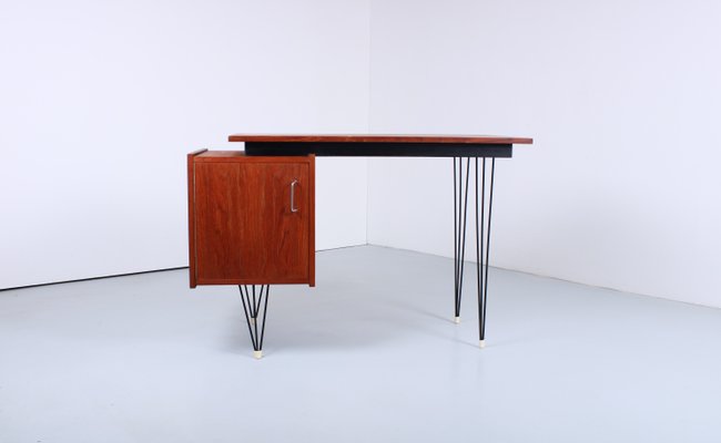 Small Teak Hairpin Writing Desk by Tijsseling from Tijsseling Nijkerk, 1950s-XT-1447233