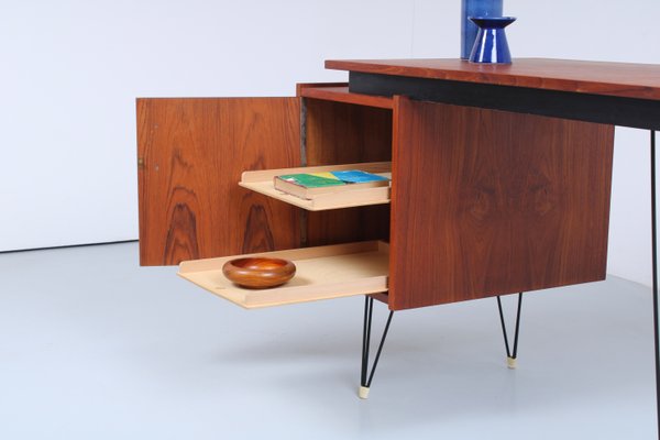 Small Teak Hairpin Writing Desk by Tijsseling from Tijsseling Nijkerk, 1950s-XT-1447233