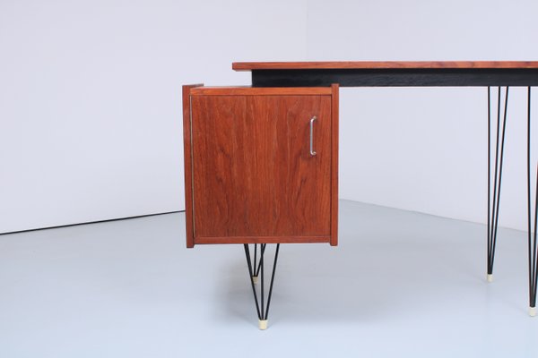 Small Teak Hairpin Writing Desk by Tijsseling from Tijsseling Nijkerk, 1950s-XT-1447233