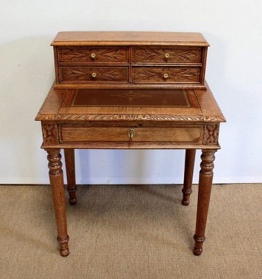 Small Tiered Child's Desk in Solid Oak, Late 19th Century-RVK-1009289