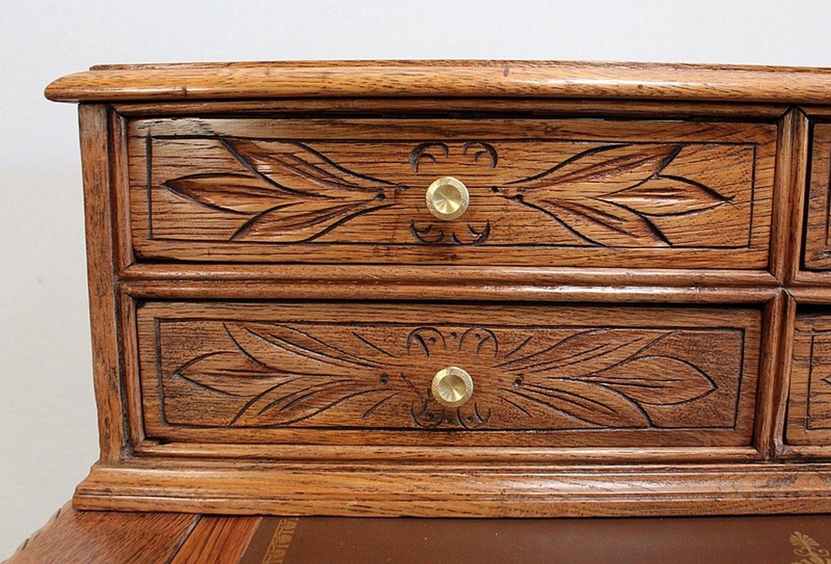 Small Tiered Child's Desk in Solid Oak, Late 19th Century