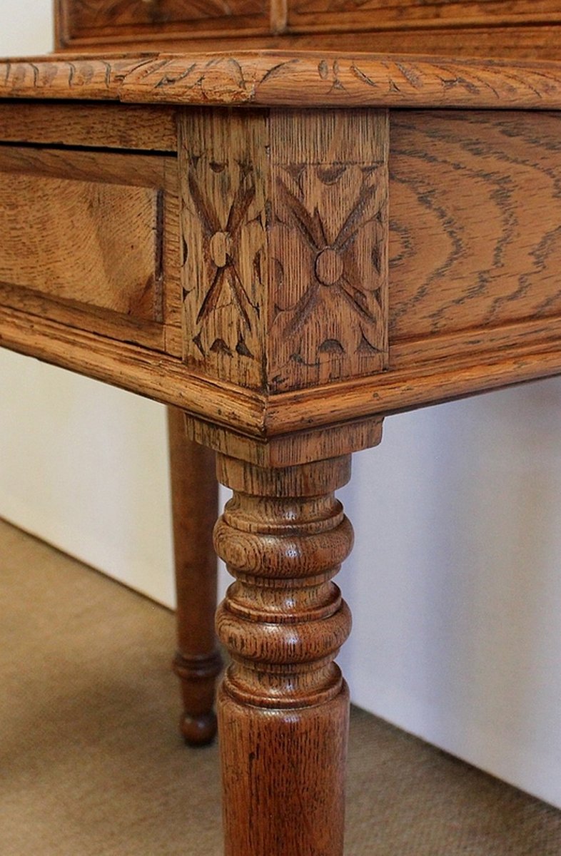 Small Tiered Child's Desk in Solid Oak, Late 19th Century