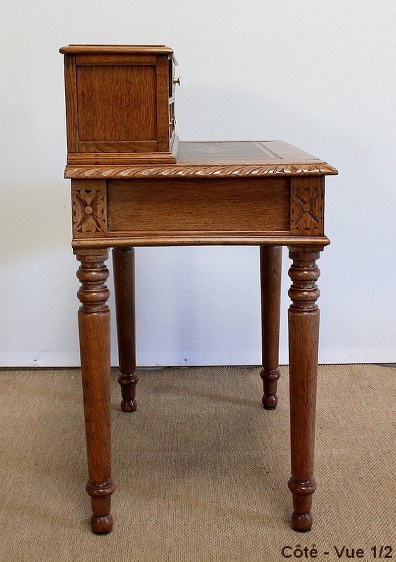 Small Tiered Child's Desk in Solid Oak, Late 19th Century