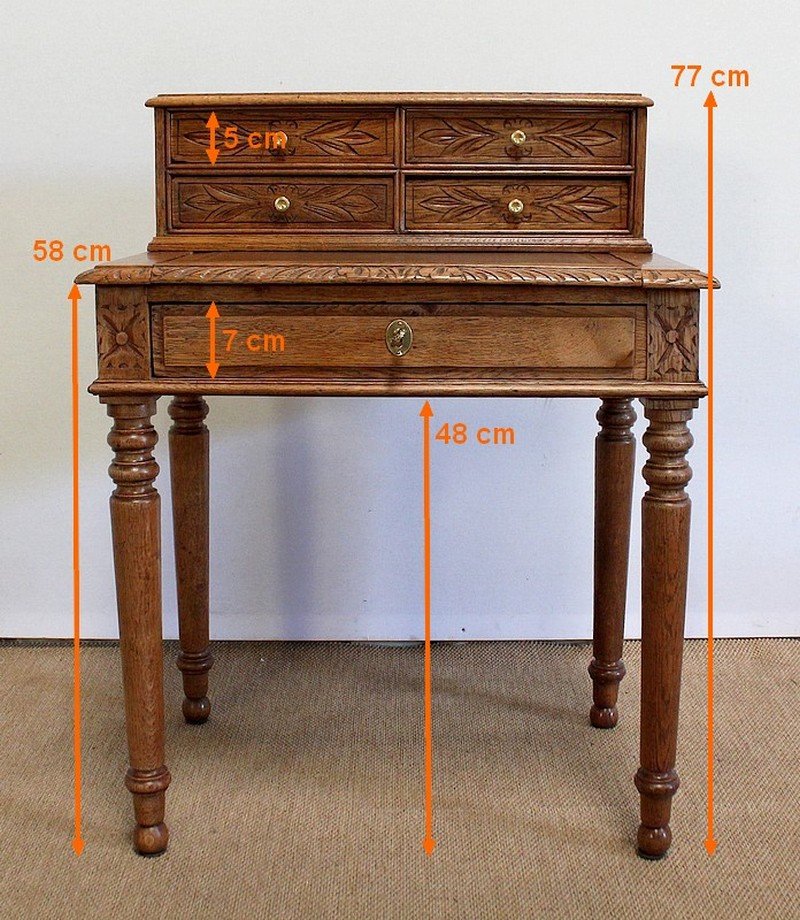 Small Tiered Child's Desk in Solid Oak, Late 19th Century