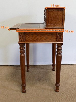 Small Tiered Child's Desk in Solid Oak, Late 19th Century-RVK-1009289