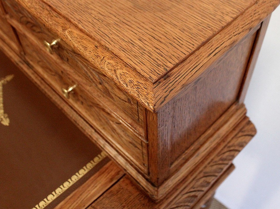 Small Tiered Child's Desk in Solid Oak, Late 19th Century