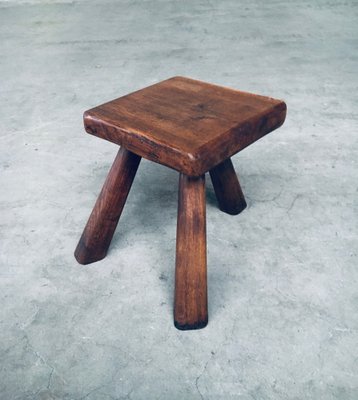 Small Tripod Oak Side Table / Stool, Belgium, 1950s-RQV-1761630