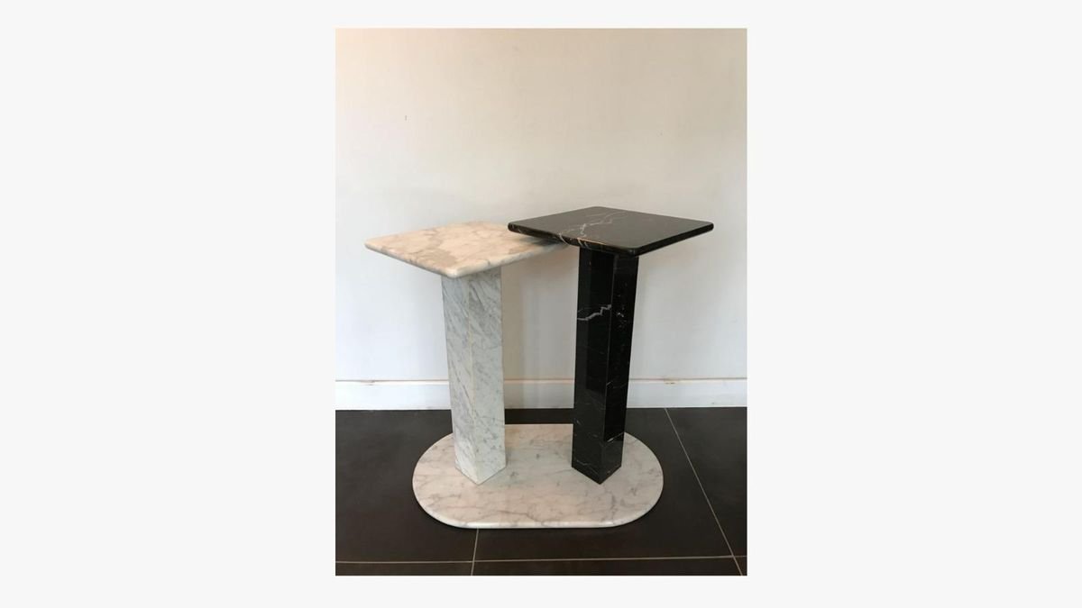 Small Turntable in Black and White Marble by Noi