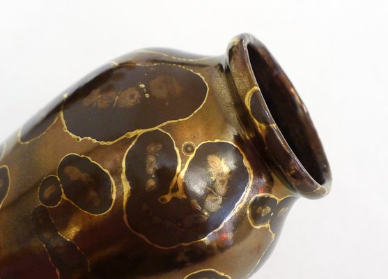 Small Vase with Metallic Glaze by Ceramist Lucien Brisdoux, 1930s-RNR-2021506