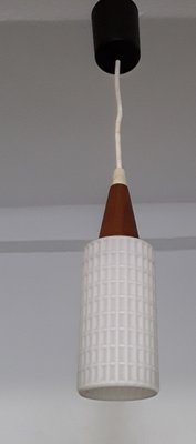 Small Vintage Ceiling Lamp with Cylindrical White Glass Lampshade, 1970s-HOI-1004650