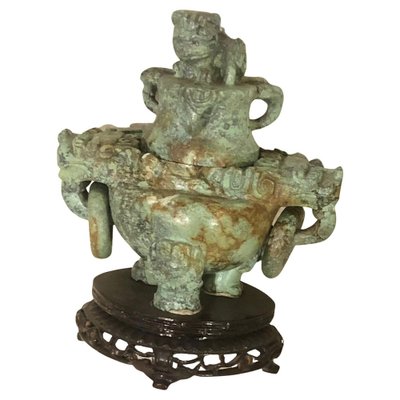 Small Vintage Columbian Mayan Art Style Censer in Turquoise, 1960-HQI-1291592