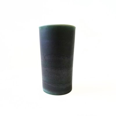 Small Vintage Cylinder Green Ceramic Vase from Höganäs, Sweden-JKV-1786147