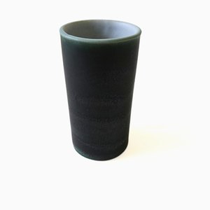 Small Vintage Cylinder Green Ceramic Vase from Höganäs, Sweden-JKV-1786147