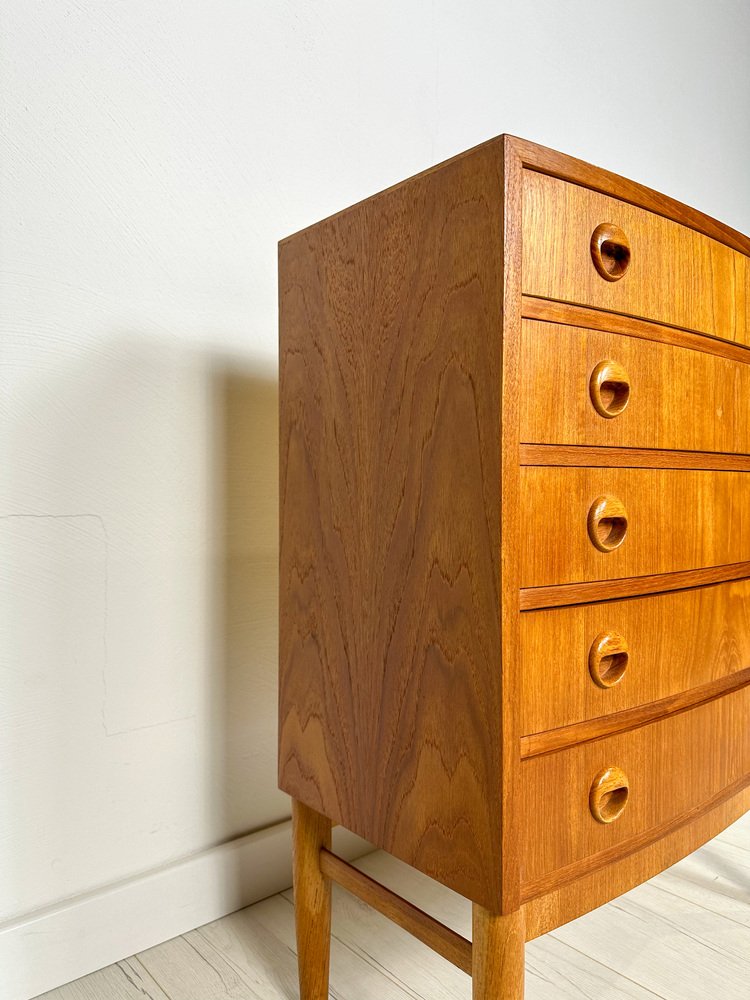 Small Vintage Danish Bow Front Dresser in Teak by Kai Kristiansen, 1960s