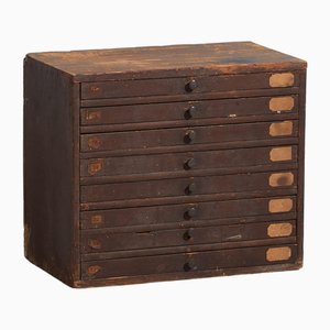 Small Vintage Dark Brown File Cabinet, 1920-ZNJ-2036653