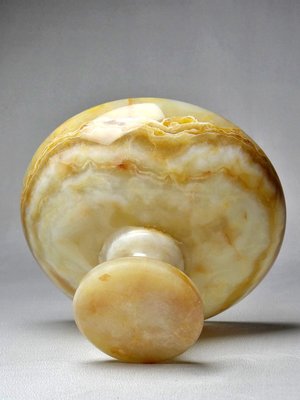 Small Vintage Honey Onyx Footed Bowl 60s Italy-GRD-2020157